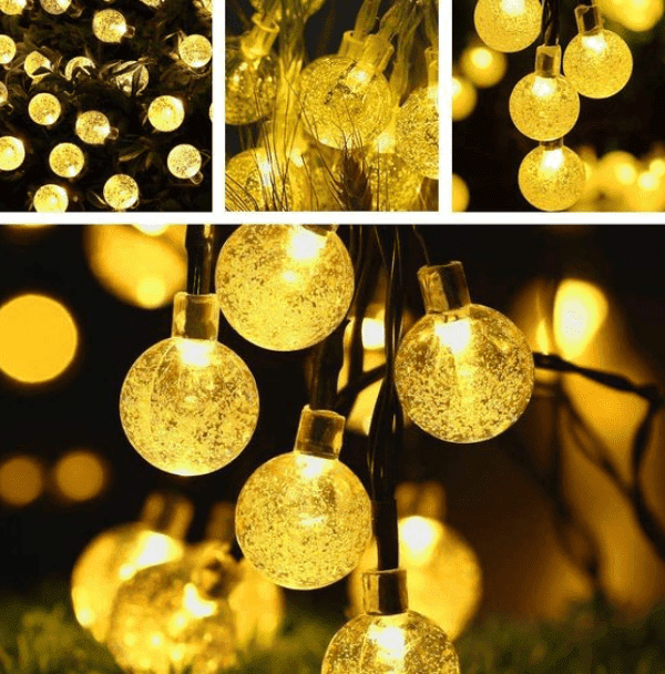 crystal ball lights in warm white color